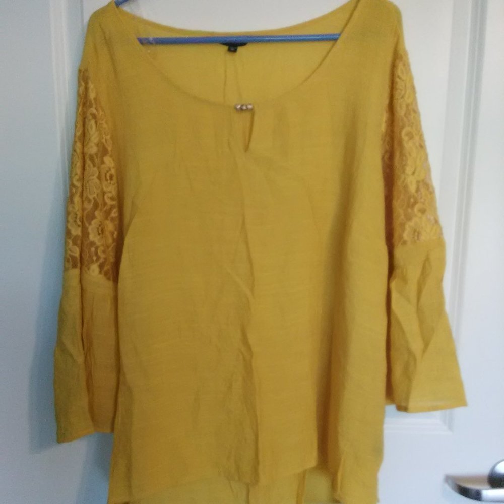 Gold laced inset bell sleeves blouse